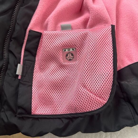 Zero Xposure Girls 16 Black Puffer Snowboard Hooded Jacket Black Pink Winter - Picture 6 of 14